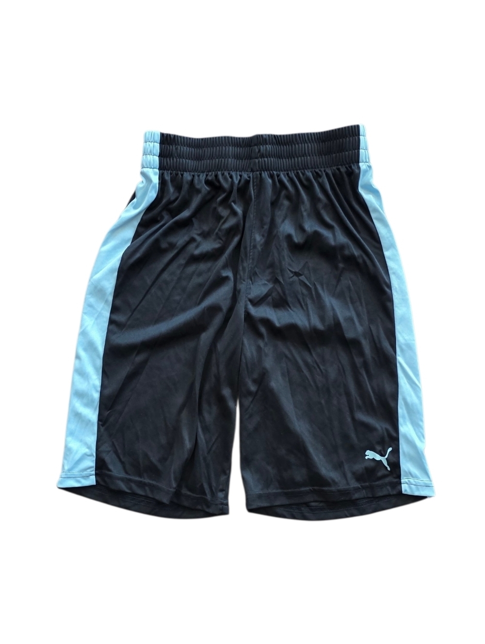 Puma Boys Black with Light Blue Side-Panel Athletic Shorts XL